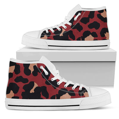 Cheetah Red Print Pattern Women High Top Shoes