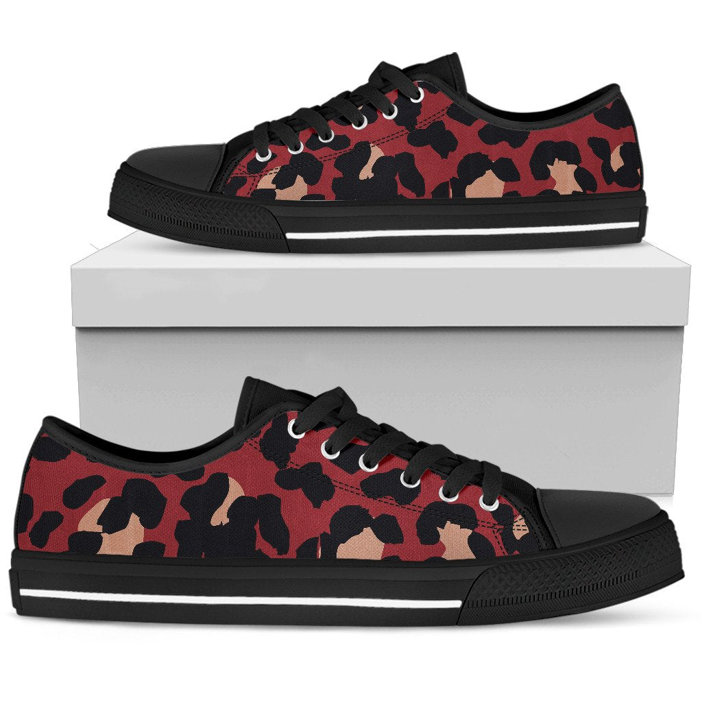 Cheetah Red Print Pattern Women Low Top Shoes