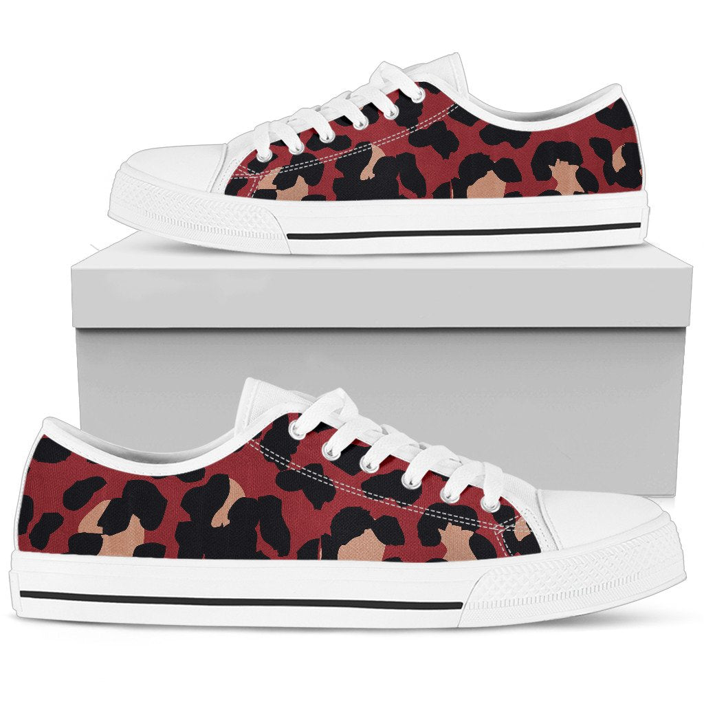 Cheetah Red Print Pattern Women Low Top Shoes