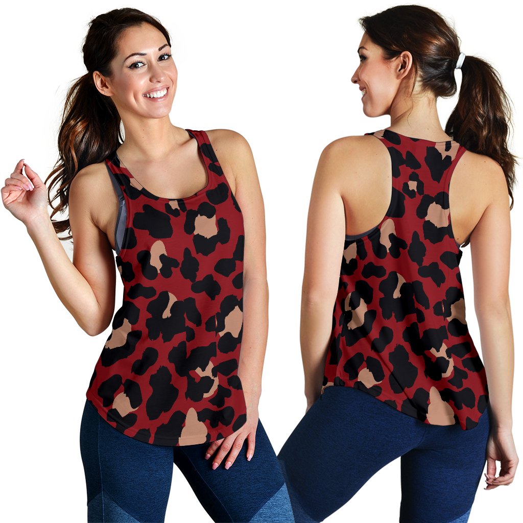 Cheetah Red Print Pattern Women Racerback Tank Top