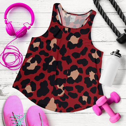 Cheetah Red Print Pattern Women Racerback Tank Top