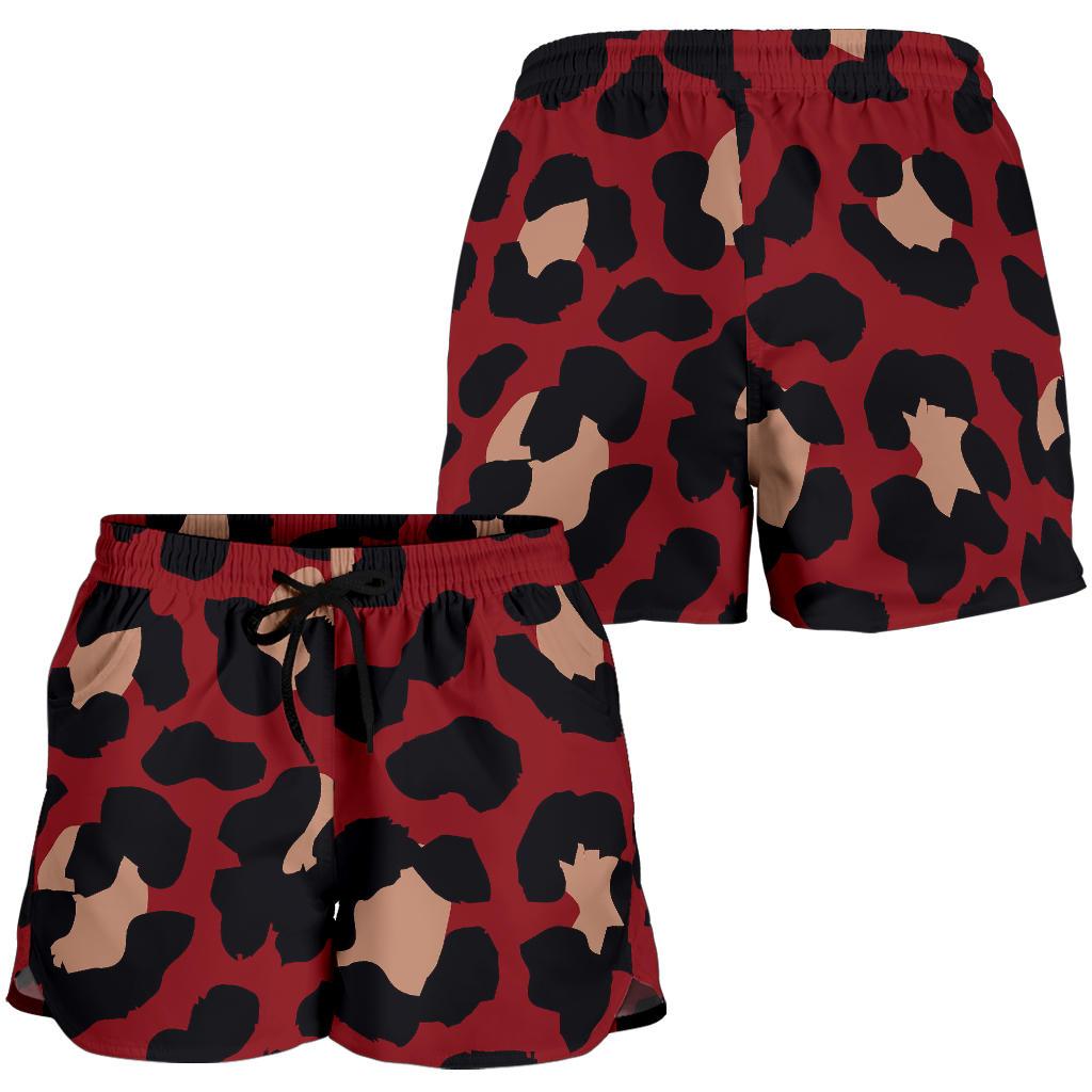 Cheetah Red Print Pattern Women Shorts-JTAMIGO.COM