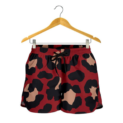 Cheetah Red Print Pattern Women Shorts-JTAMIGO.COM