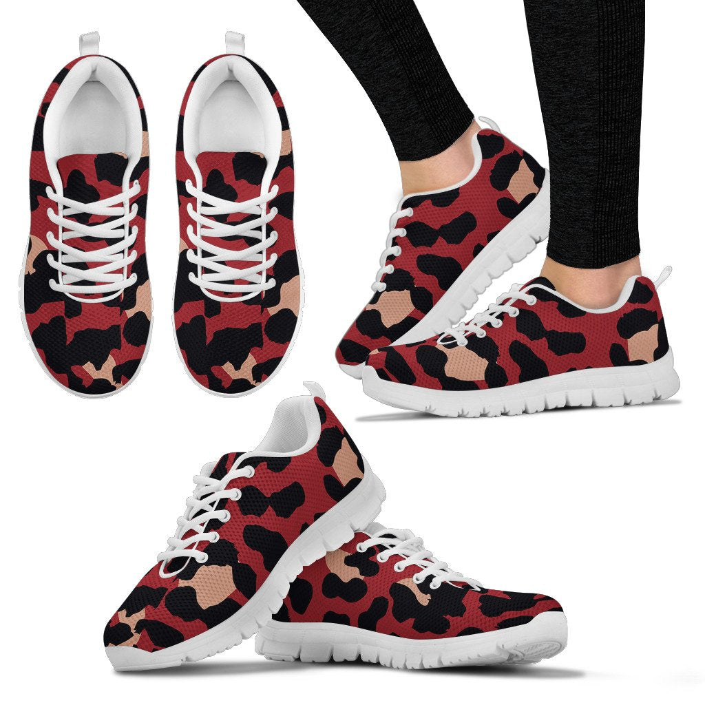 Cheetah Red Print Pattern Women Sneakers Shoes