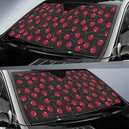 Cherry Black Background Car Sun Shade For Windshield