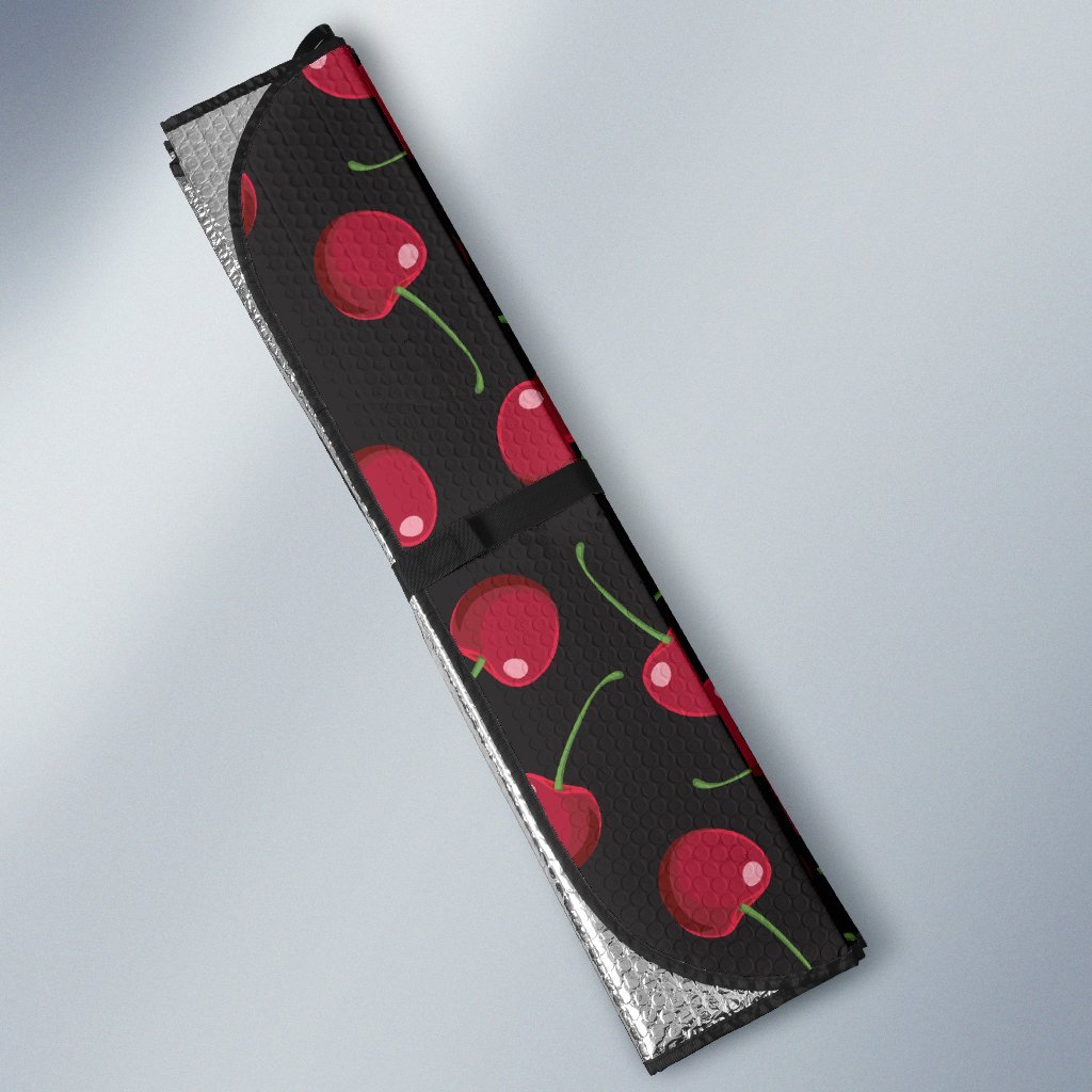 Cherry Black Background Car Sun Shade For Windshield