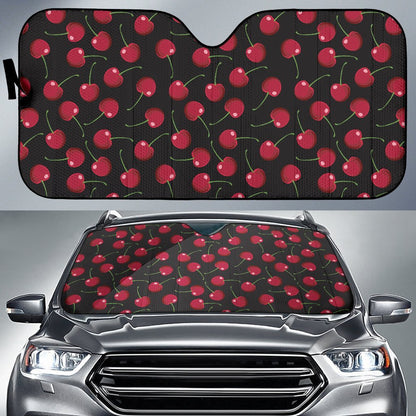 Cherry Black Background Car Sun Shade For Windshield