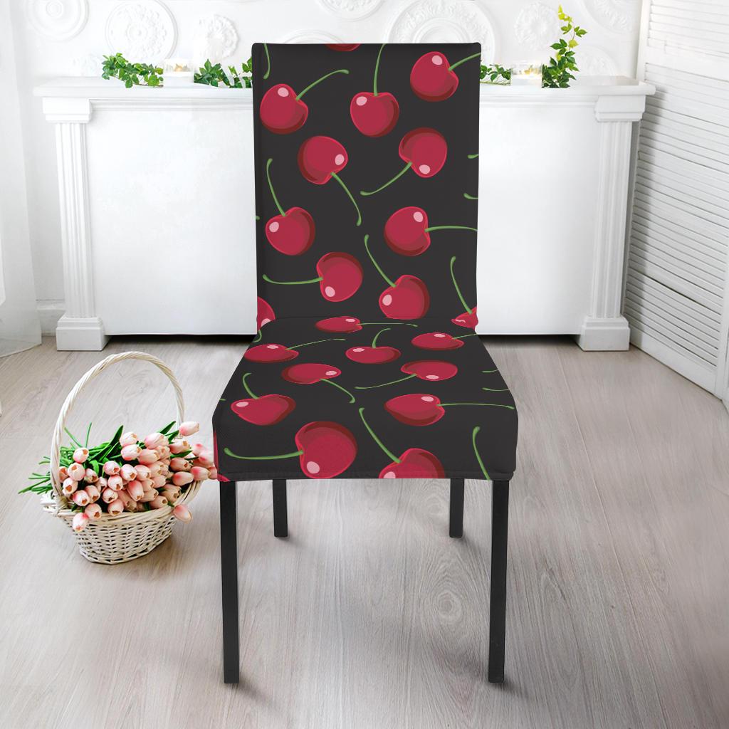 Cherry Black Background Dinning Chair Slipper-JTAMIGO.COM