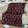 Cherry Black Background Fleece Blanket