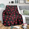 Cherry Black Background Fleece Blanket