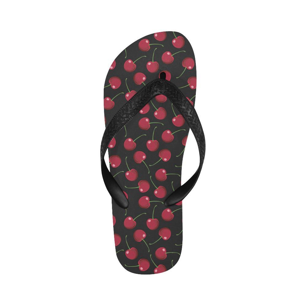 Cherry Black Background Flip Flops-JTAMIGO.COM