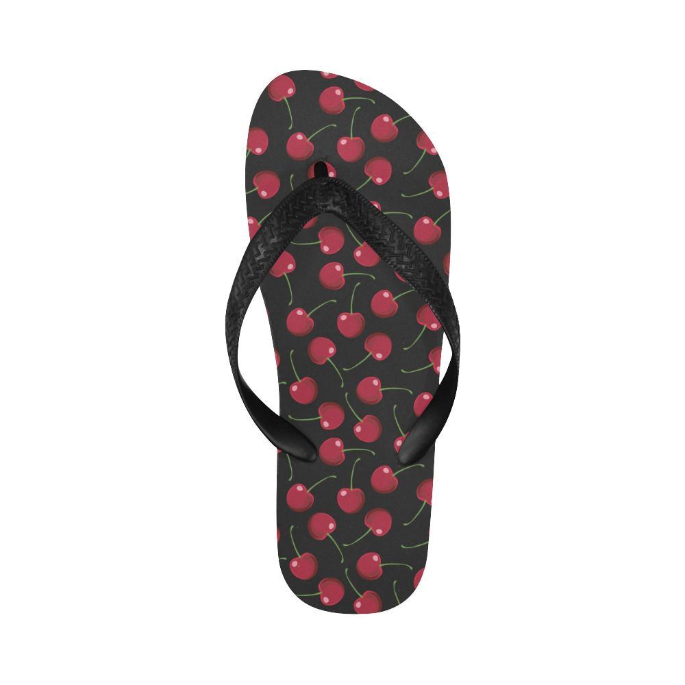 Cherry Black Background Flip Flops-JTAMIGO.COM