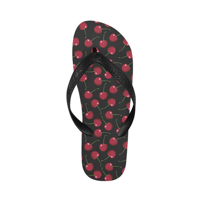 Cherry Black Background Flip Flops-JTAMIGO.COM