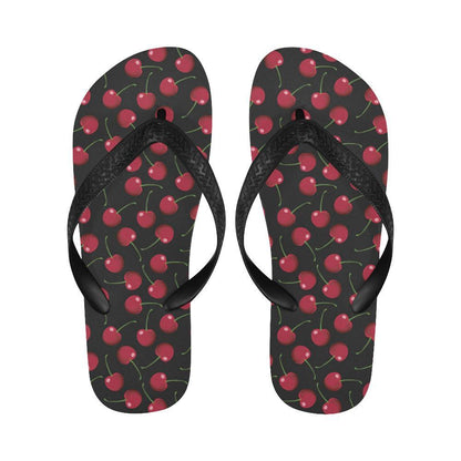 Cherry Black Background Flip Flops-JTAMIGO.COM