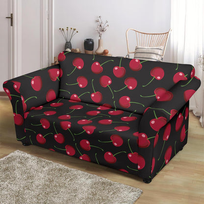 Cherry Black Background Loveseat Slipcover-JTAMIGO.COM