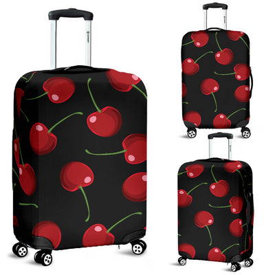 Cherry Black Background Luggage Cover Protector