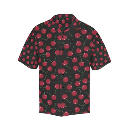 Cherry Black Background Men Aloha Hawaiian Shirt