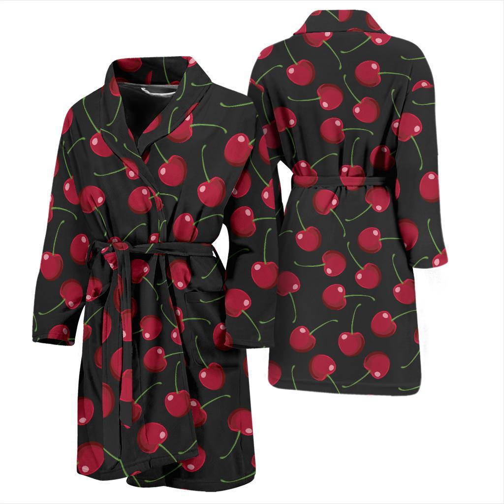 Cherry Black Background Men Bath Robe-JTAMIGO.COM