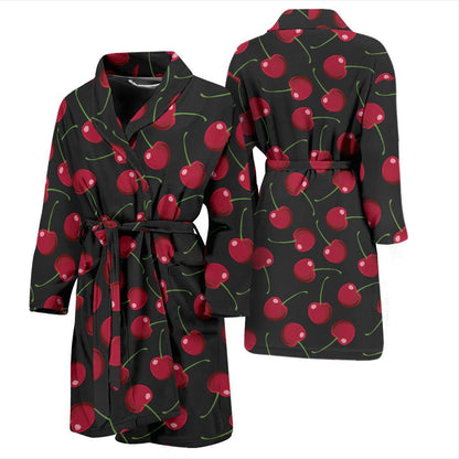 Cherry Black Background Men Bath Robe-JTAMIGO.COM