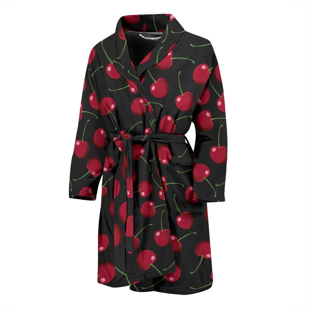 Cherry Black Background Men Bath Robe-JTAMIGO.COM