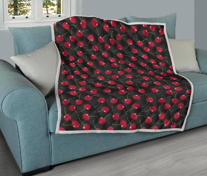 Cherry Black Background Premium Quilt-JTAMIGO.COM