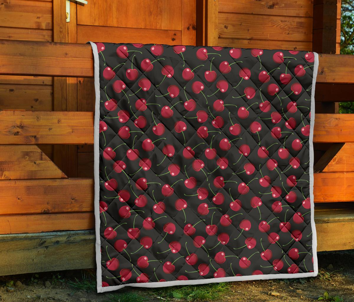 Cherry Black Background Premium Quilt-JTAMIGO.COM