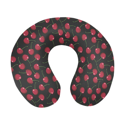Cherry Black Background U-Shaped Travel Neck Pillow-JTAMIGO.COM