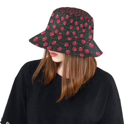 Cherry Black Background Unisex Bucket Hat