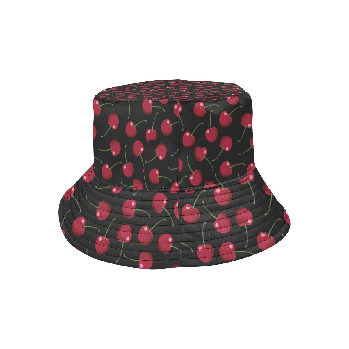 Cherry Black Background Unisex Bucket Hat