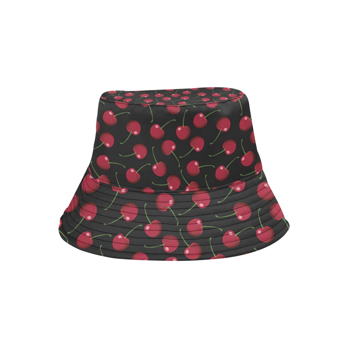 Cherry Black Background Unisex Bucket Hat