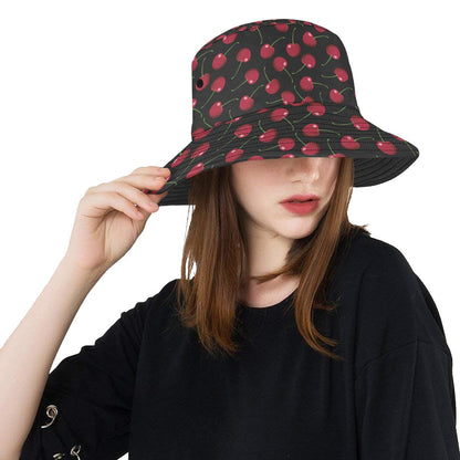 Cherry Black Background Unisex Bucket Hat