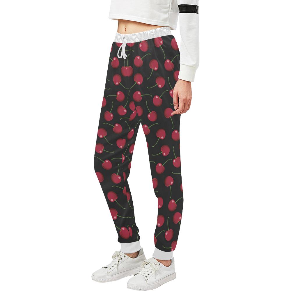 Cherry Black Background Unisex Casual Sweatpants (Model L11)-JTAMIGO.COM