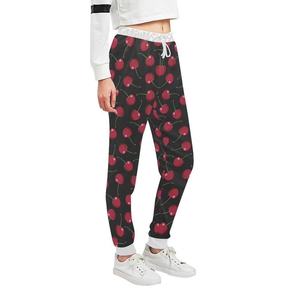 Cherry Black Background Unisex Casual Sweatpants (Model L11)-JTAMIGO.COM