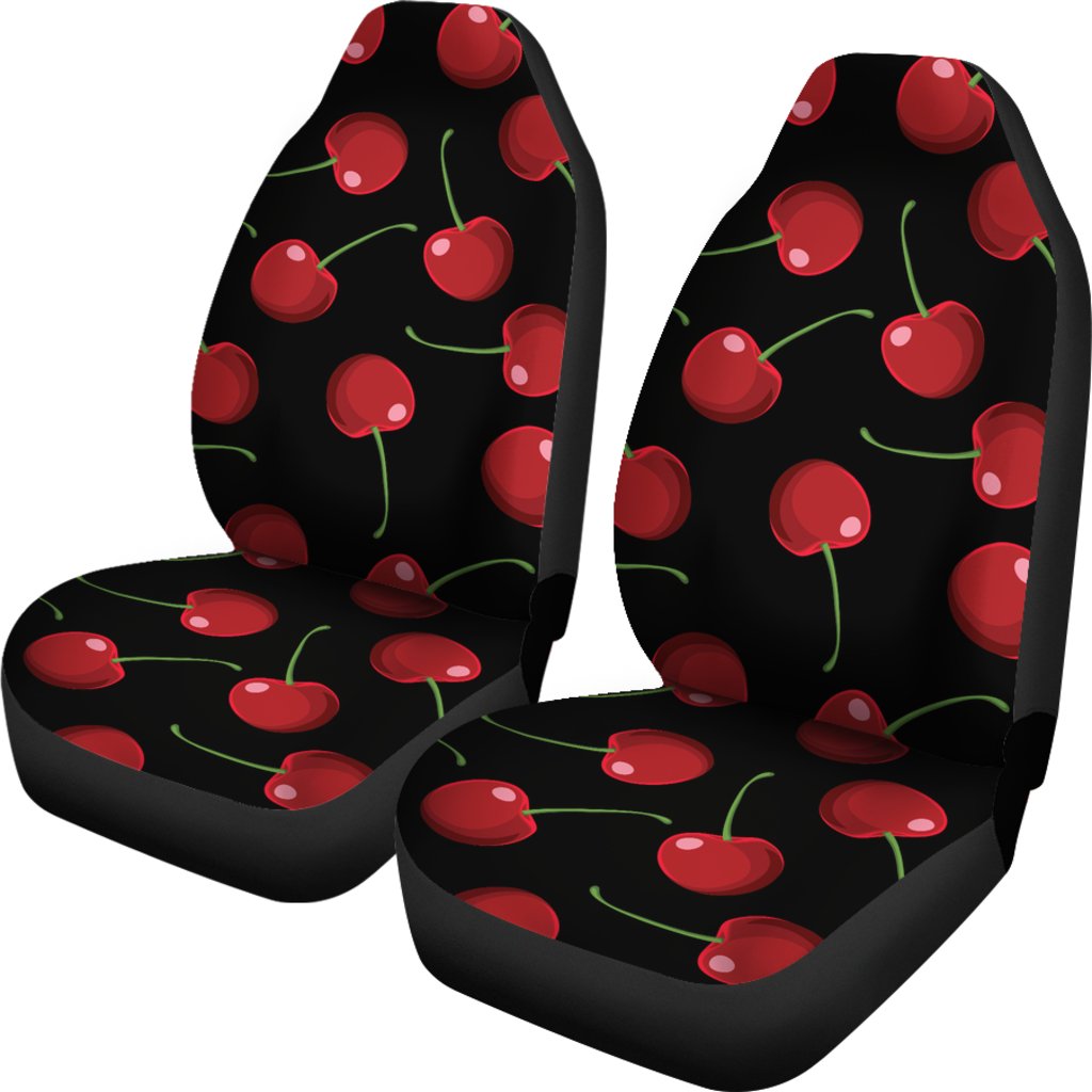 Cherry Black Background Universal Fit Car Seat Covers