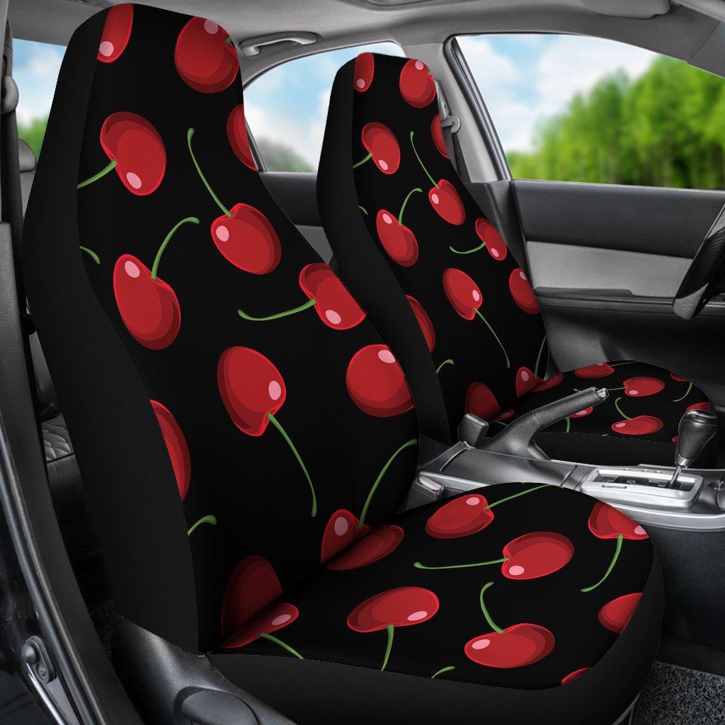 Cherry Black Background Universal Fit Car Seat Covers