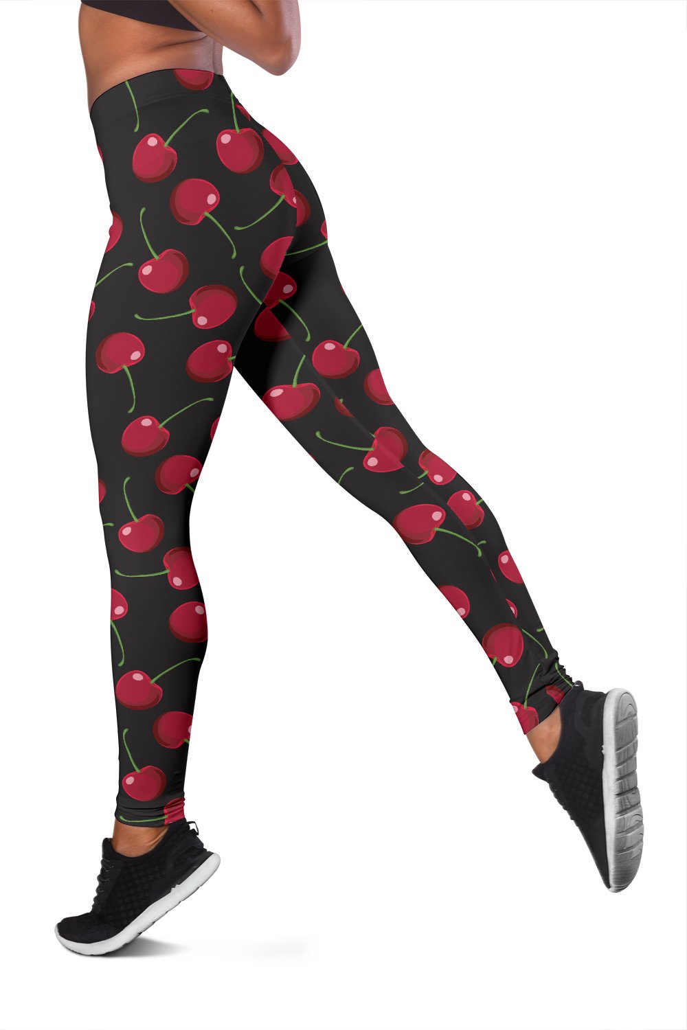 Cherry Black Background Women Leggings