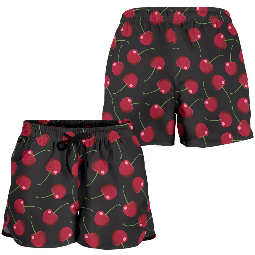 Cherry Black Background Women Shorts-JTAMIGO.COM