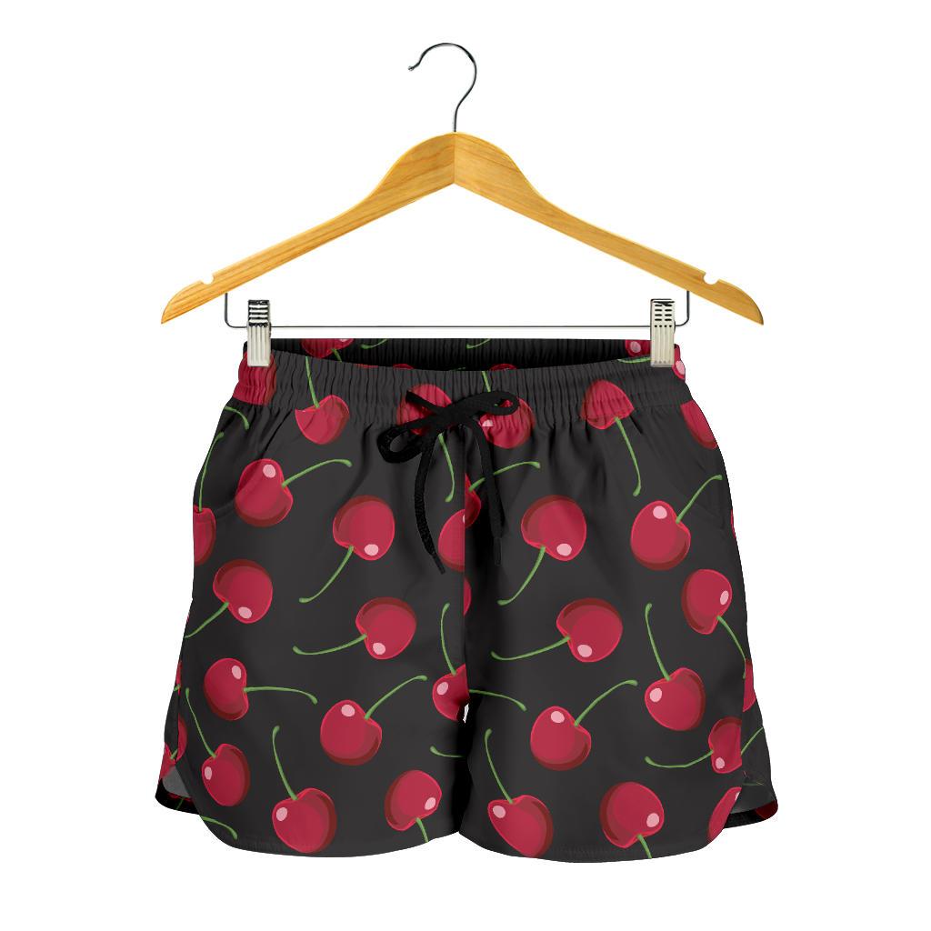 Cherry Black Background Women Shorts-JTAMIGO.COM
