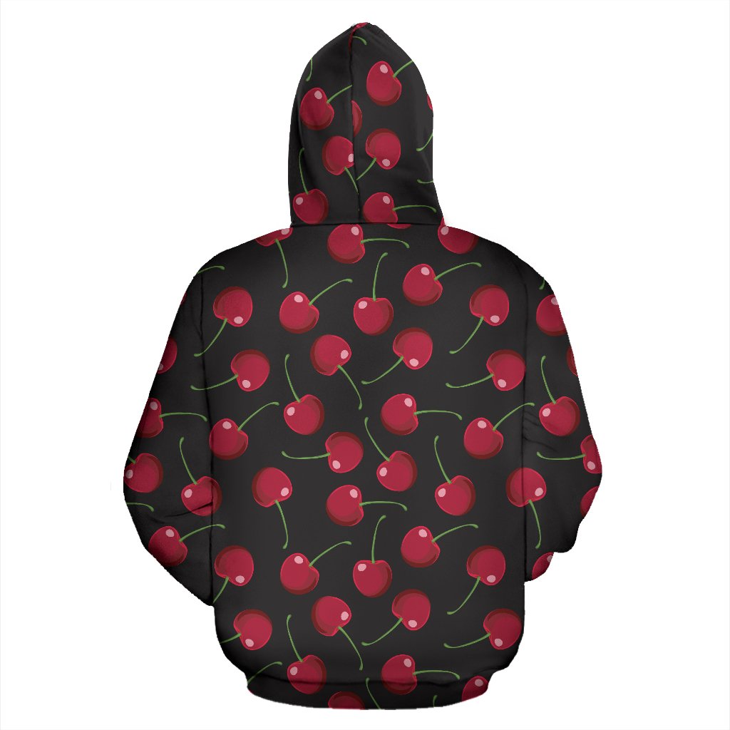 Cherry Black Background Zip Up Hoodie