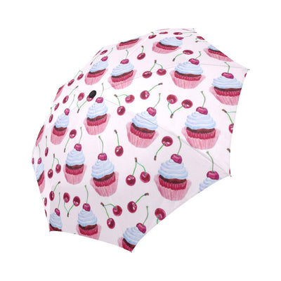 Cherry Cupcake Pink Pattern Automatic Foldable Umbrella