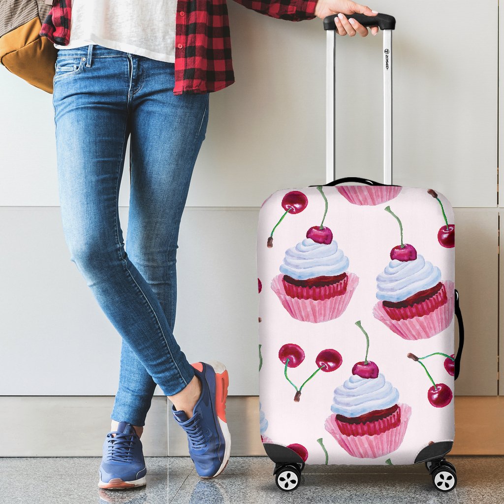 Cherry Cupcake Pink Pattern Luggage Cover Protector
