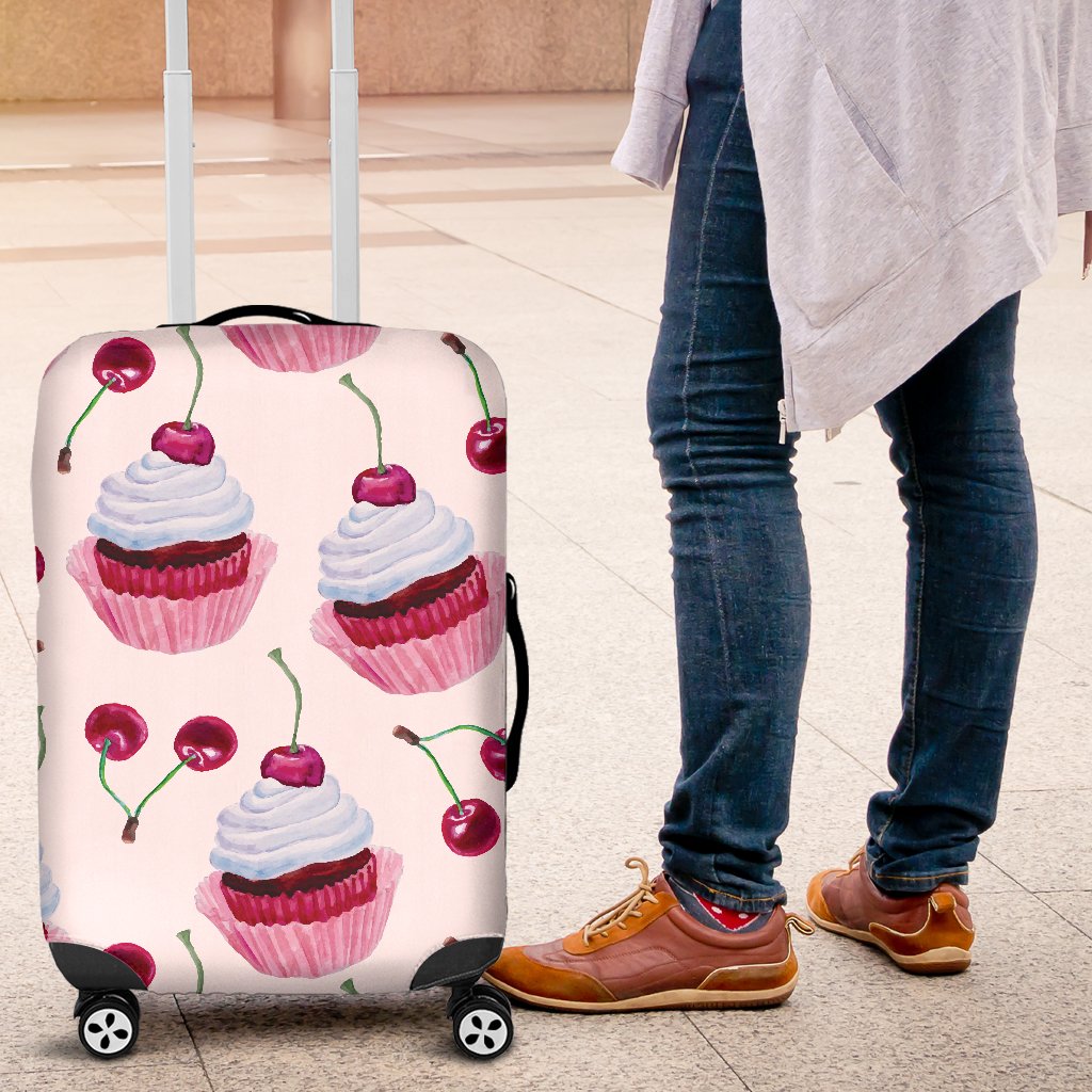 Cherry Cupcake Pink Pattern Luggage Cover Protector