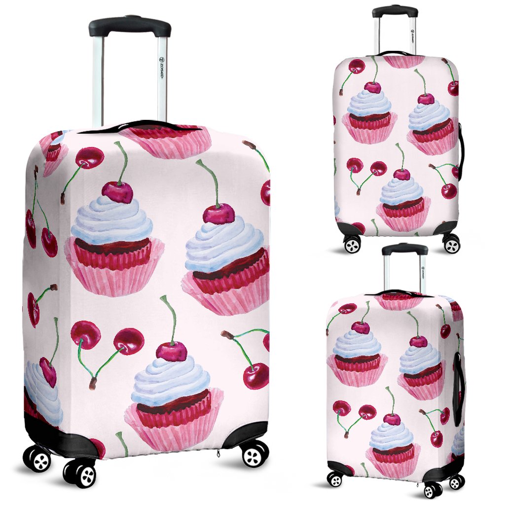 Cherry Cupcake Pink Pattern Luggage Cover Protector