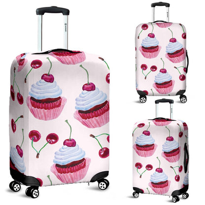 Cherry Cupcake Pink Pattern Luggage Cover Protector