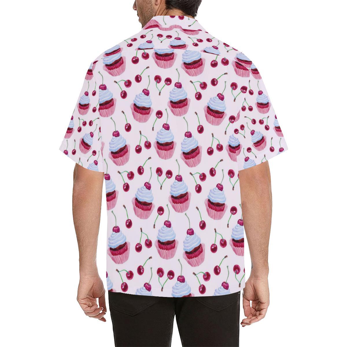 Cherry Cupcake Pink Pattern Men Aloha Hawaiian Shirt