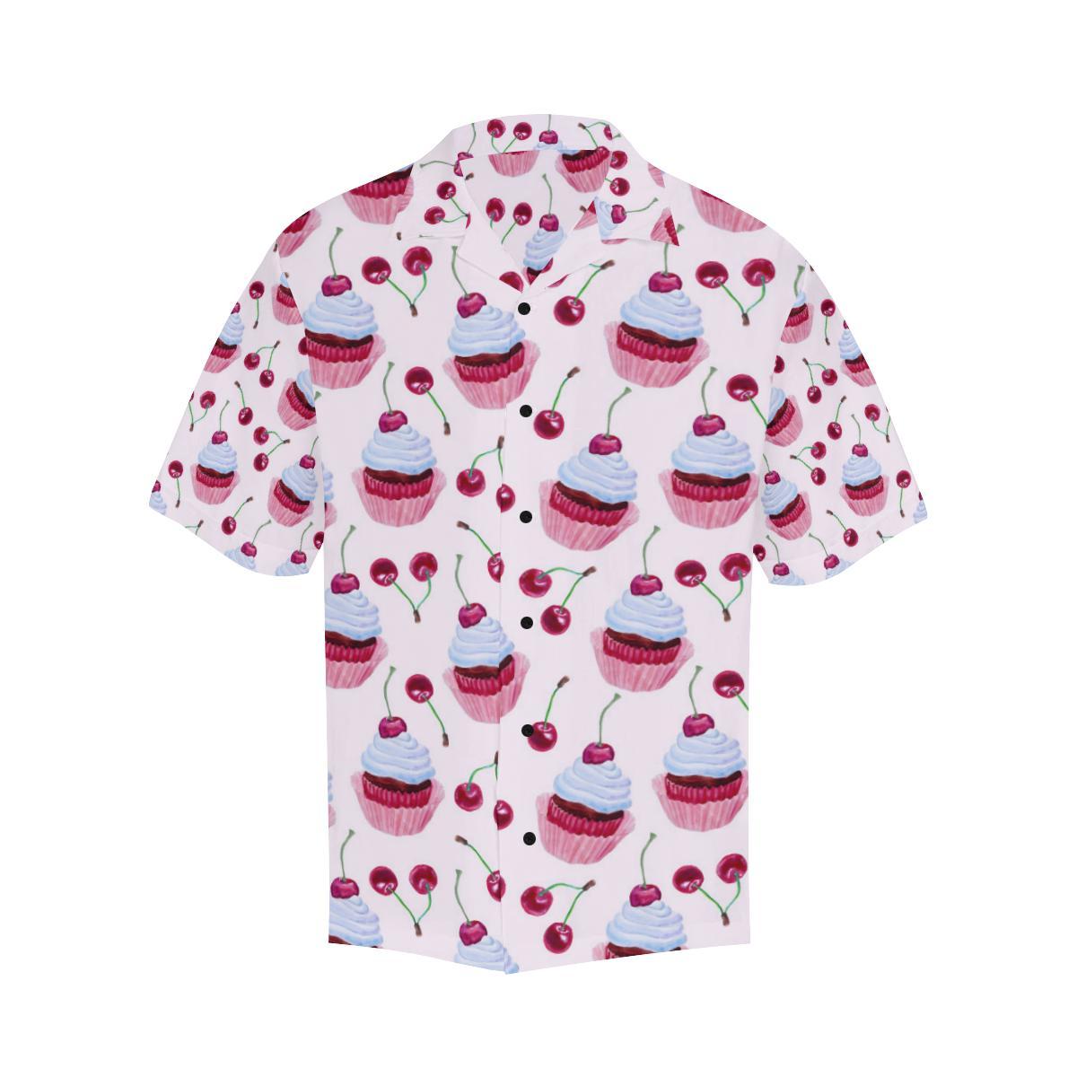 Cherry Cupcake Pink Pattern Men Aloha Hawaiian Shirt