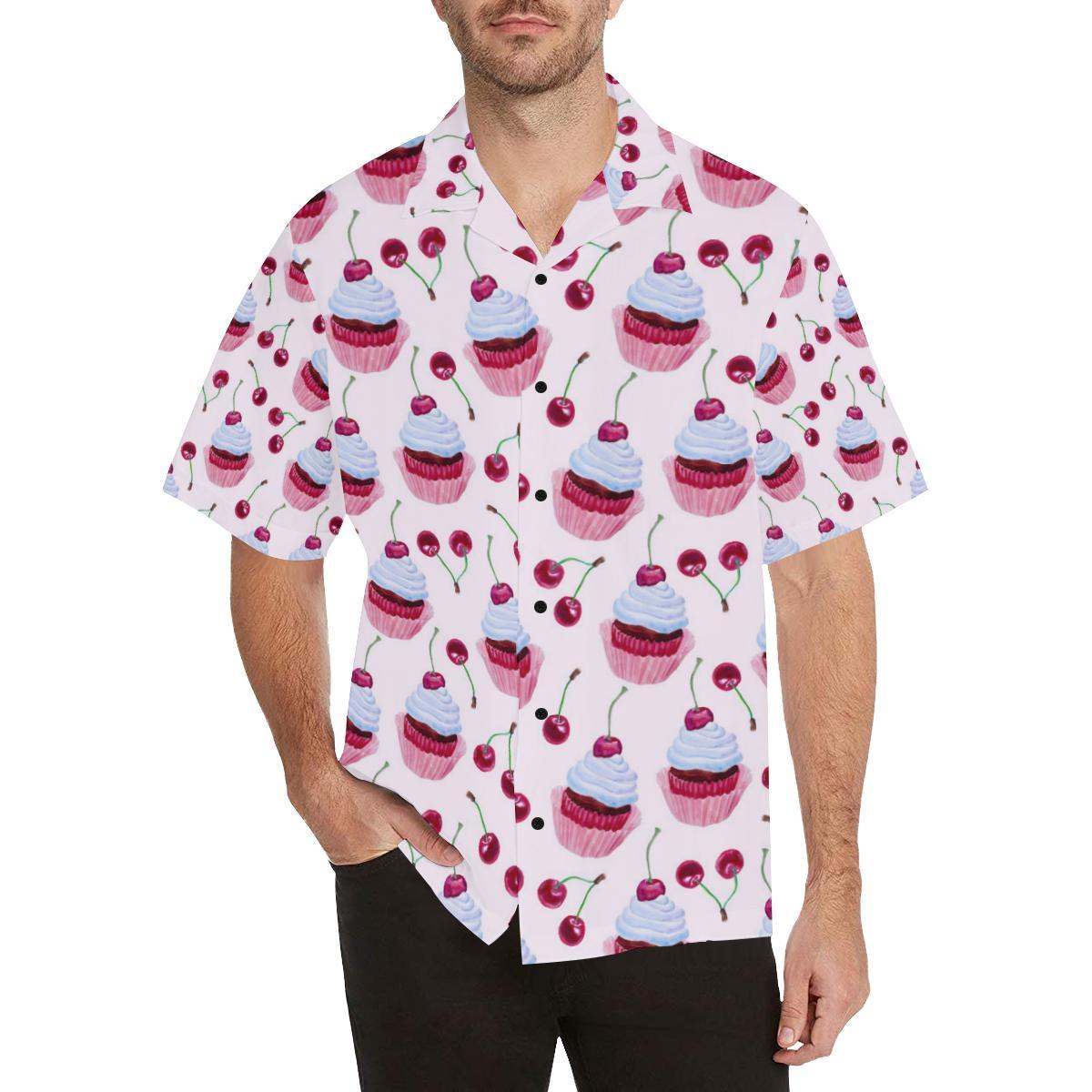 Cherry Cupcake Pink Pattern Men Aloha Hawaiian Shirt