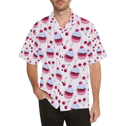 Cherry Cupcake Pink Pattern Men Aloha Hawaiian Shirt