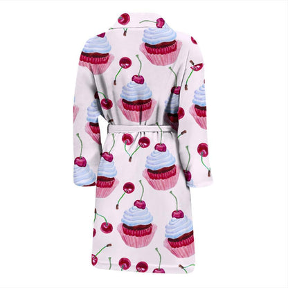 Cherry Cupcake Pink Pattern Men Bath Robe-JTAMIGO.COM