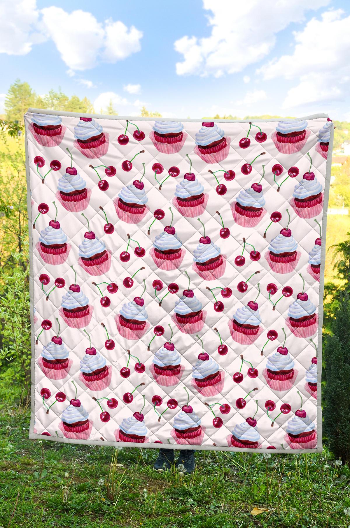Cherry Cupcake Pink Pattern Premium Quilt-JTAMIGO.COM